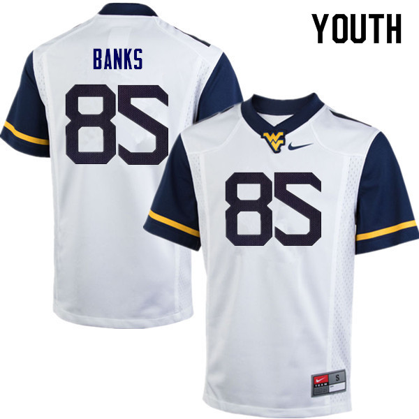 NCAA Youth T.J. Banks West Virginia Mountaineers White #85 Nike Stitched Football College Authentic Jersey AA23P54XQ